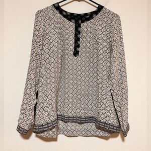 Sea New York 100% Silk White Grey Navy Blue Geometric Long Sleeve Blouse Top 4